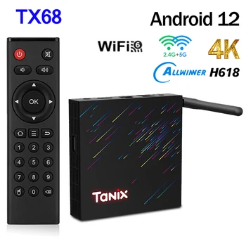 TANIX TX68 Allwinner H618 Android 12.0 16G 32 G 4G 64GB Smart TV CAIXA de Banda Dupla Wifi6 4k Media Player AV1 Set-Top Box VS TX9 PRO