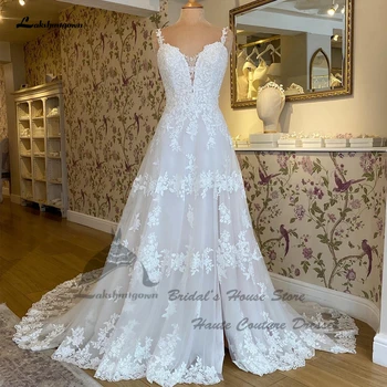 Lakshmigown Renda Vintage Vestido De Noiva Para Noiva, Em 2022, Vestidos Boho Uma Linha De Vestidos De Noiva De Alta Do Lado De Divisão Custom Made
