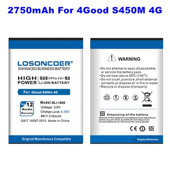 LOSONCOER 2750mAh BLI-1600 Bateria para 4Good S450m 4G TLI-1600 de Alta Capacidade da Bateria do Telefone